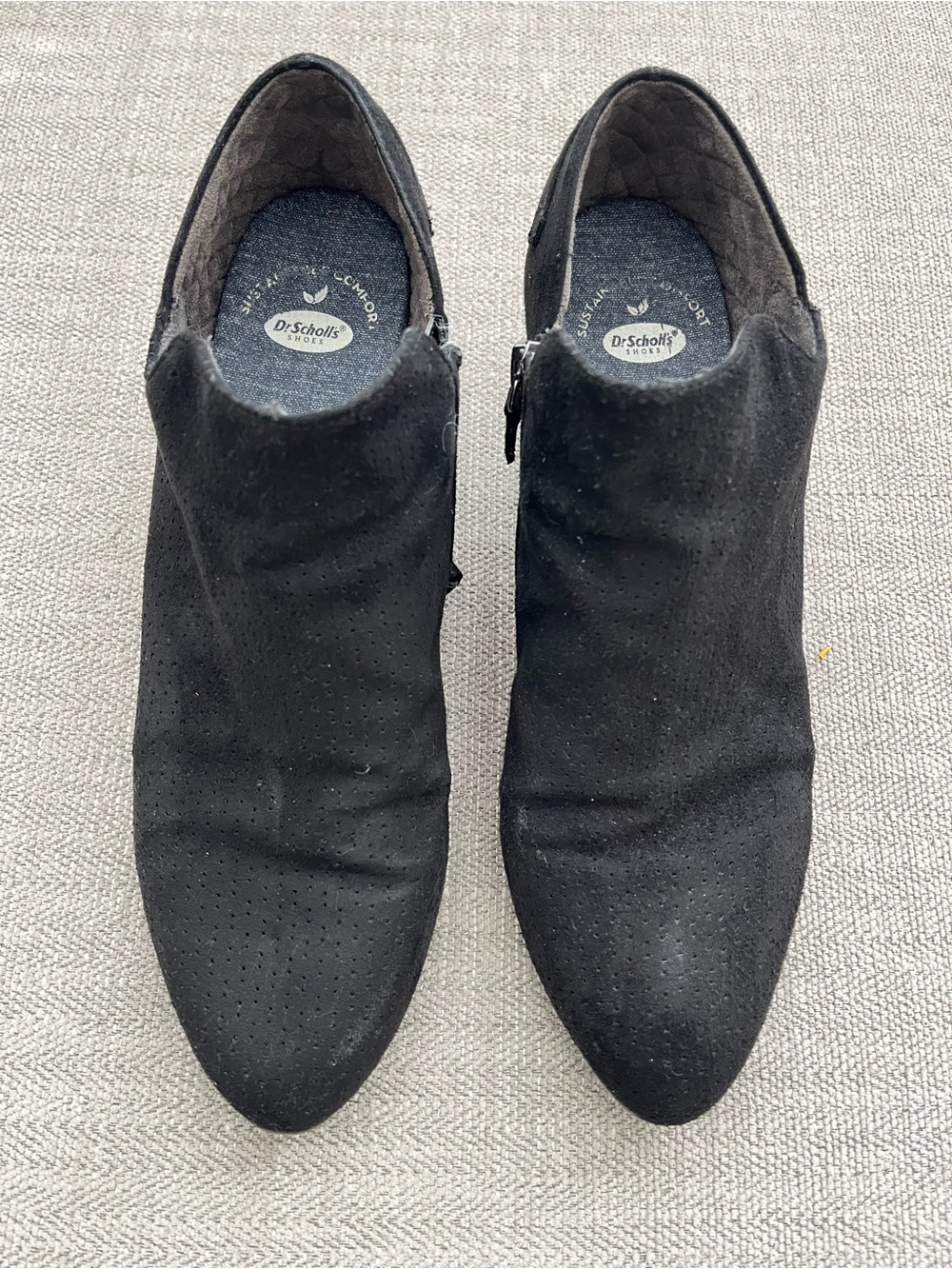 Dr. Scholl's Black Perforated Suede Ankle Booties